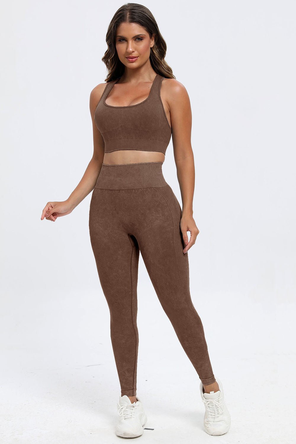 Fab Fab No Sweat 3 Piece Washed Square Neck Wide Strap Active Set - Mighty Lifestyle