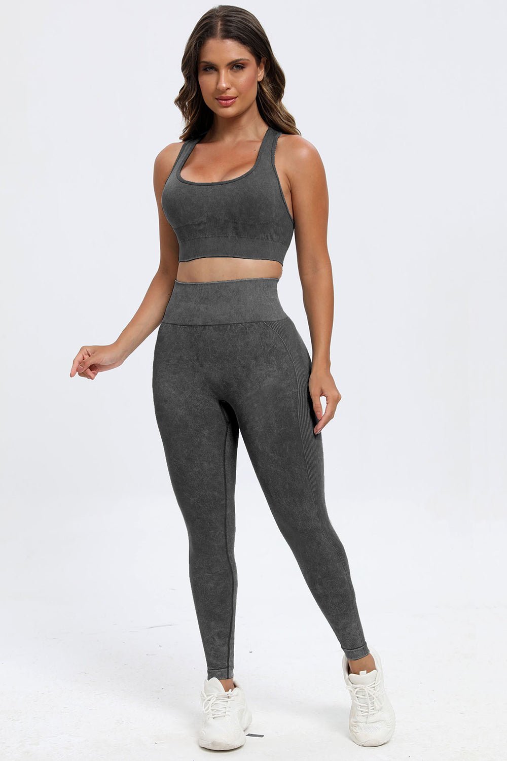 Fab Fab No Sweat 3 Piece Washed Square Neck Wide Strap Active Set - Mighty Lifestyle