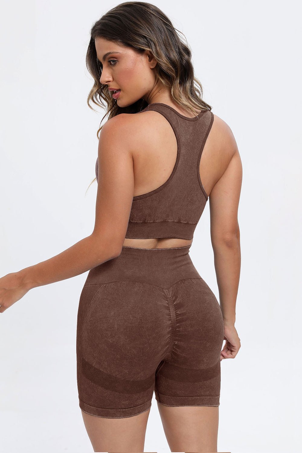 Fab Fab No Sweat 3 Piece Washed Square Neck Wide Strap Active Set - Mighty Lifestyle
