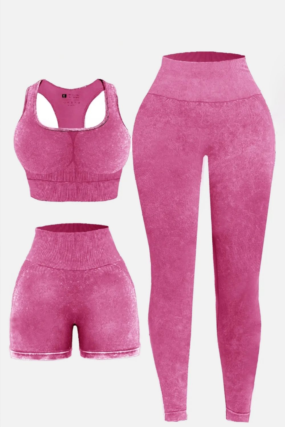 Fab Fab No Sweat 3 Piece Washed Square Neck Wide Strap Active Set - Mighty Lifestyle