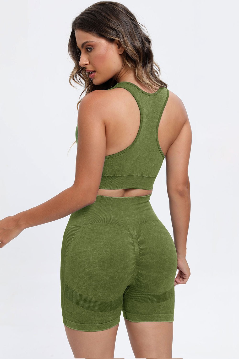Fab Fab No Sweat 3 Piece Washed Square Neck Wide Strap Active Set - Mighty Lifestyle