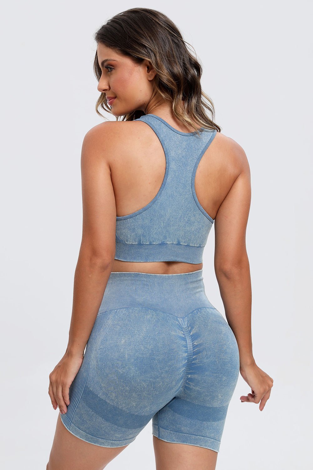 Fab Fab No Sweat 3 Piece Washed Square Neck Wide Strap Active Set - Mighty Lifestyle