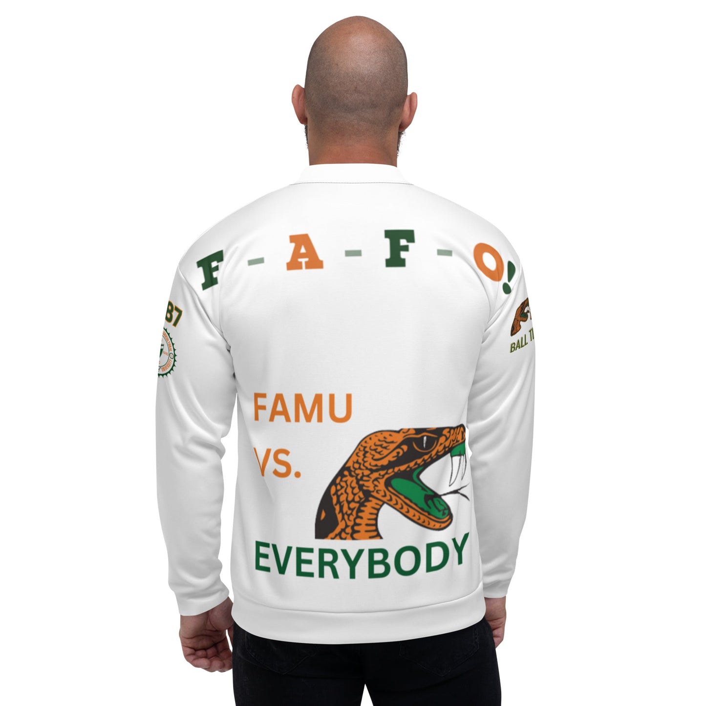 FAFO Jacket | FAMU Ball Til You Fall Jacket | HBCU Unisex Bomber Jacket - Mighty Lifestyle