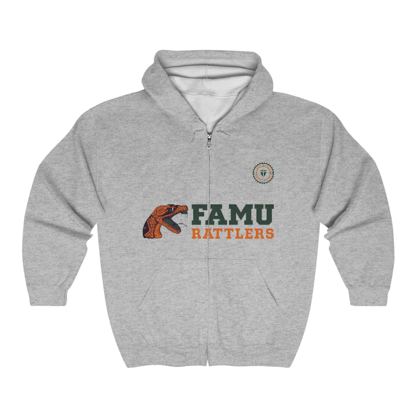 FAMU Hoodie, FL A&M U, HBCU Football, HomeComing, Classic Grad, Football, Black Excellence, Unisex Heavy Blend™ Full Zip Hooded Sweatshirt - Mighty Lifestyle