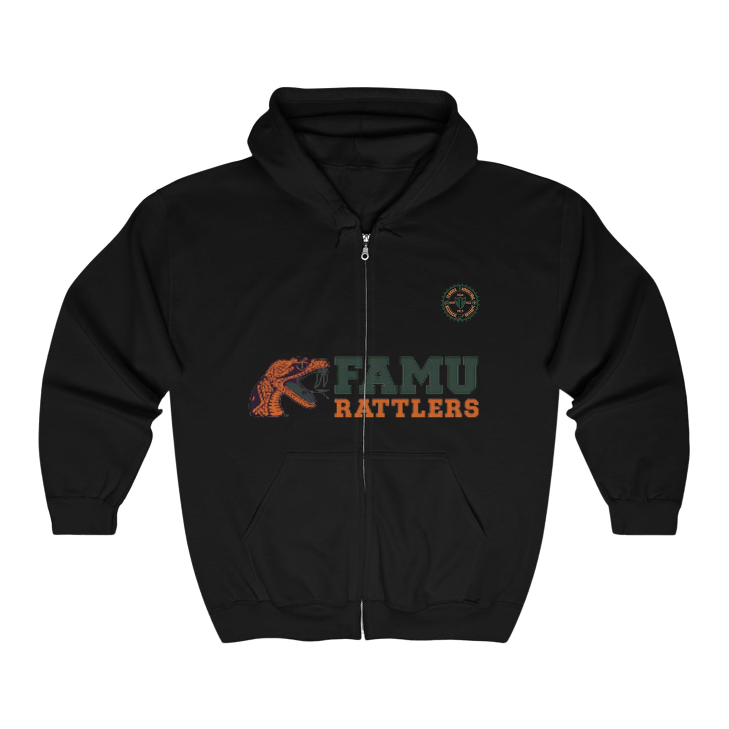 FAMU Hoodie, FL A&M U, HBCU Football, HomeComing, Classic Grad, Football, Black Excellence, Unisex Heavy Blend™ Full Zip Hooded Sweatshirt - Mighty Lifestyle