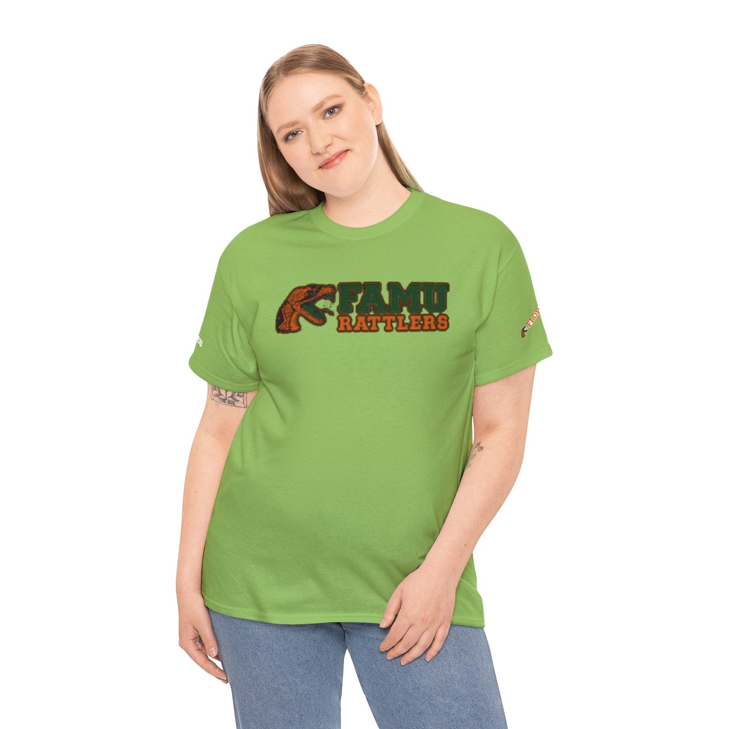 FAMU Rattler Tee with HBCU images on sleeves, FL A&M University Grad, Rattler Nation Tee, hbcu TShirt, Famuly Shirt, shirt for melanin hbcu - Mighty Lifestyle