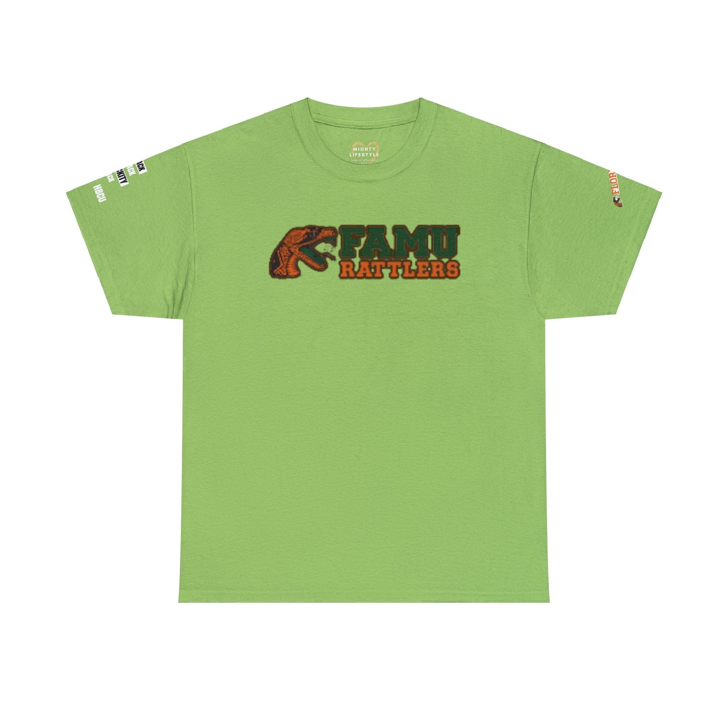 FAMU Rattler Tee with HBCU images on sleeves, FL A&M University Grad, Rattler Nation Tee, hbcu TShirt, Famuly Shirt, shirt for melanin hbcu - Mighty Lifestyle
