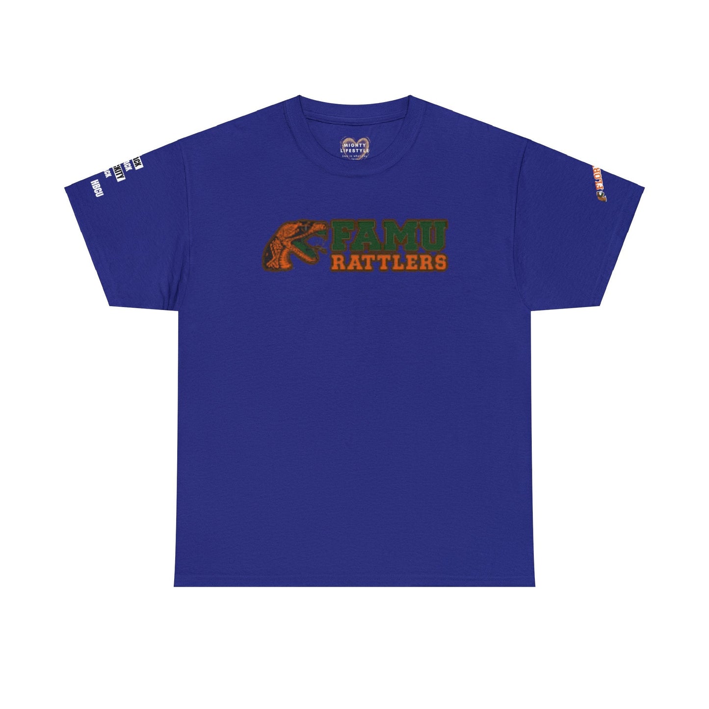 FAMU Rattler Tee with HBCU images on sleeves, FL A&M University Grad, Rattler Nation Tee, hbcu TShirt, Famuly Shirt, shirt for melanin hbcu - Mighty Lifestyle