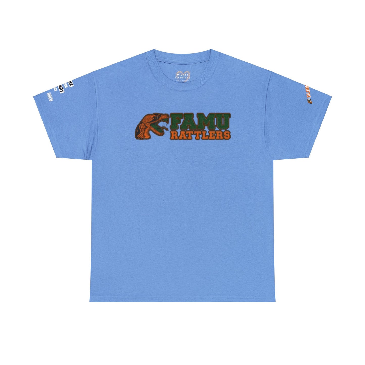 FAMU Rattler Tee with HBCU images on sleeves, FL A&M University Grad, Rattler Nation Tee, hbcu TShirt, Famuly Shirt, shirt for melanin hbcu - Mighty Lifestyle