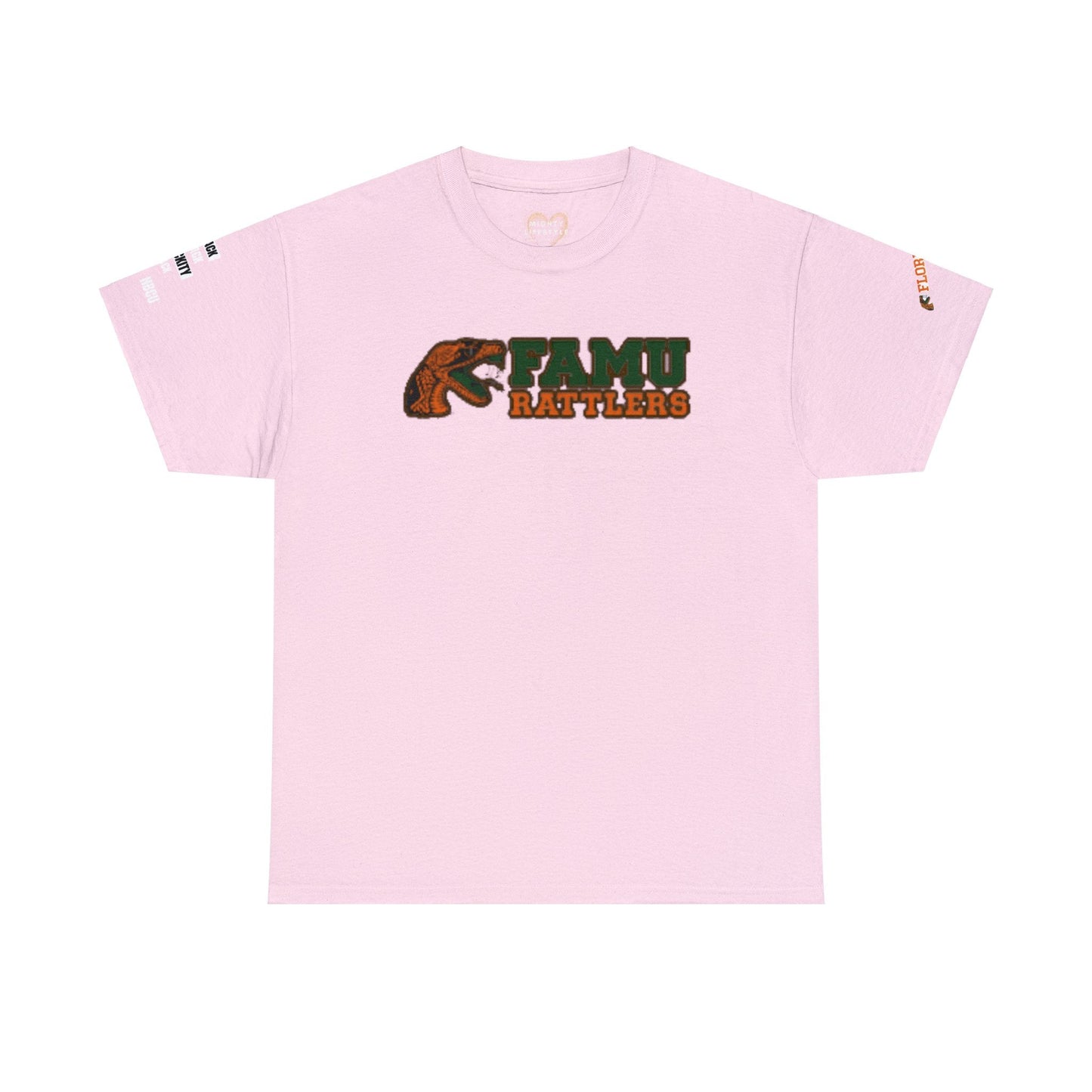 FAMU Rattler Tee with HBCU images on sleeves, FL A&M University Grad, Rattler Nation Tee, hbcu TShirt, Famuly Shirt, shirt for melanin hbcu - Mighty Lifestyle