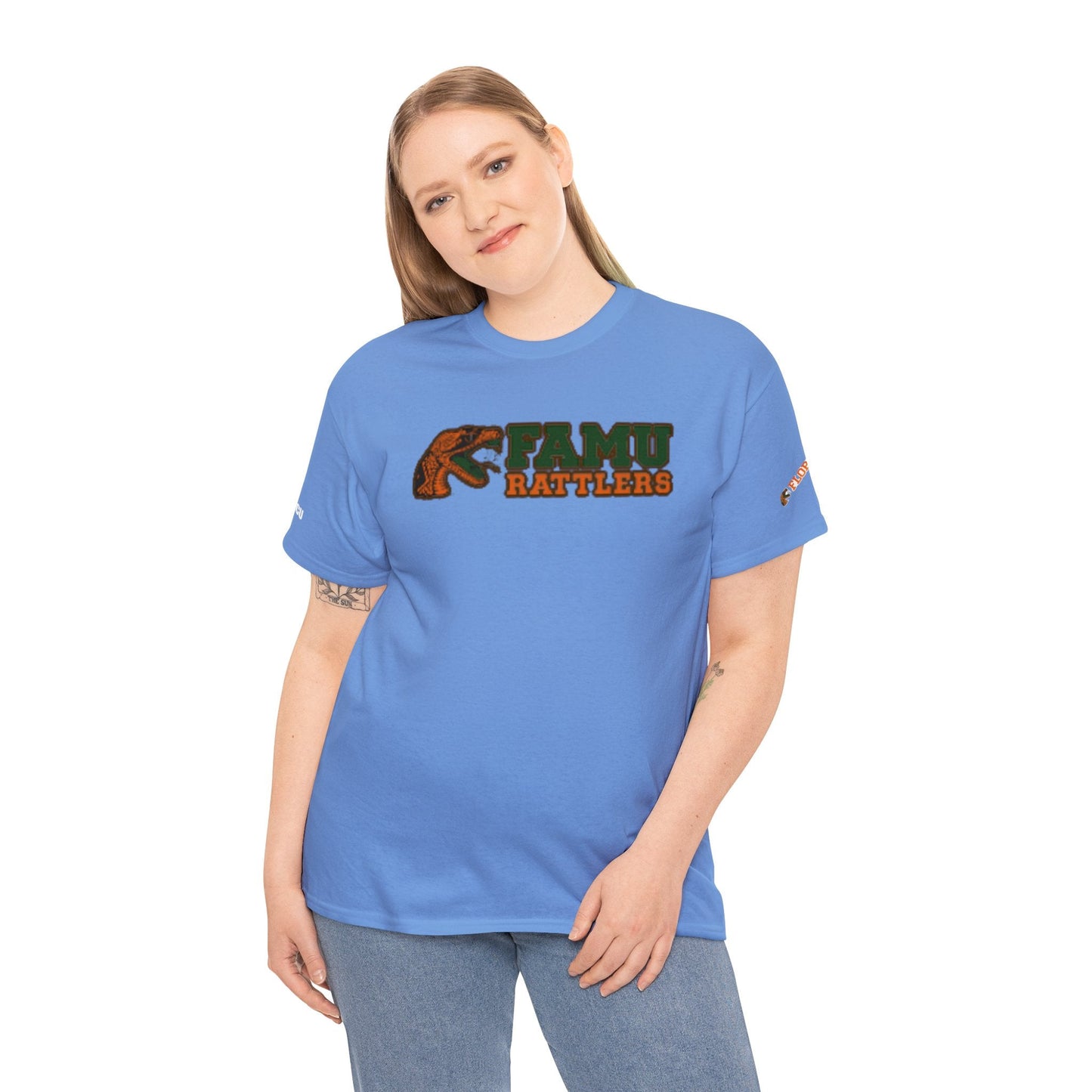 FAMU Rattler Tee with HBCU images on sleeves, FL A&M University Grad, Rattler Nation Tee, hbcu TShirt, Famuly Shirt, shirt for melanin hbcu - Mighty Lifestyle