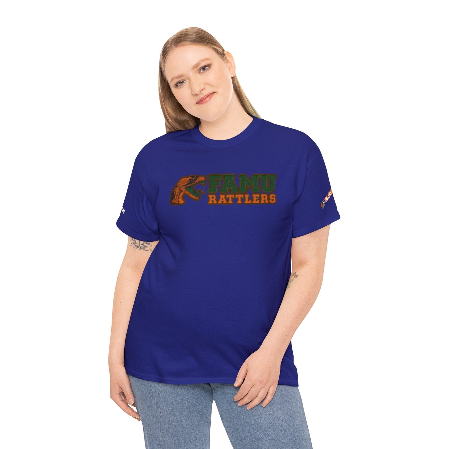 FAMU Rattler Tee with HBCU images on sleeves, FL A&M University Grad, Rattler Nation Tee, hbcu TShirt, Famuly Shirt, shirt for melanin hbcu - Mighty Lifestyle