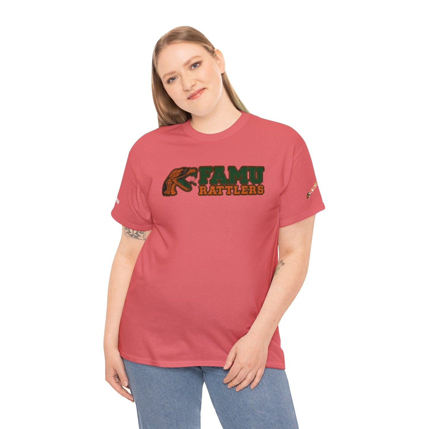 FAMU Rattler Tee with HBCU images on sleeves, FL A&M University Grad, Rattler Nation Tee, hbcu TShirt, Famuly Shirt, shirt for melanin hbcu - Mighty Lifestyle