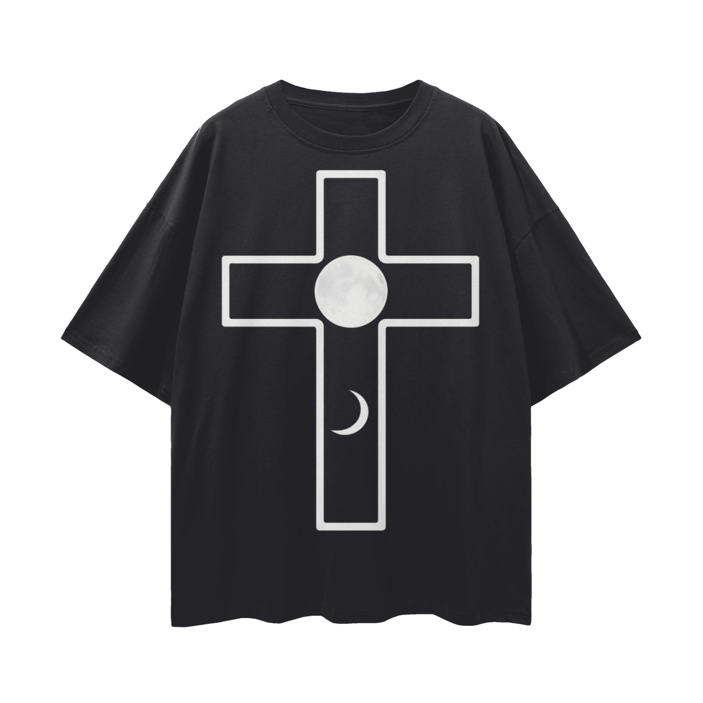 Cross Moon Phase Faith Based Shirt – Oversize Deep Drop Shoulder Tee | Christian shirts for men, Christian shirts for women, casual trendy Christian shirts, faith based graphic tees, Christian apparel for everyday wear, inspirational scripture shirts