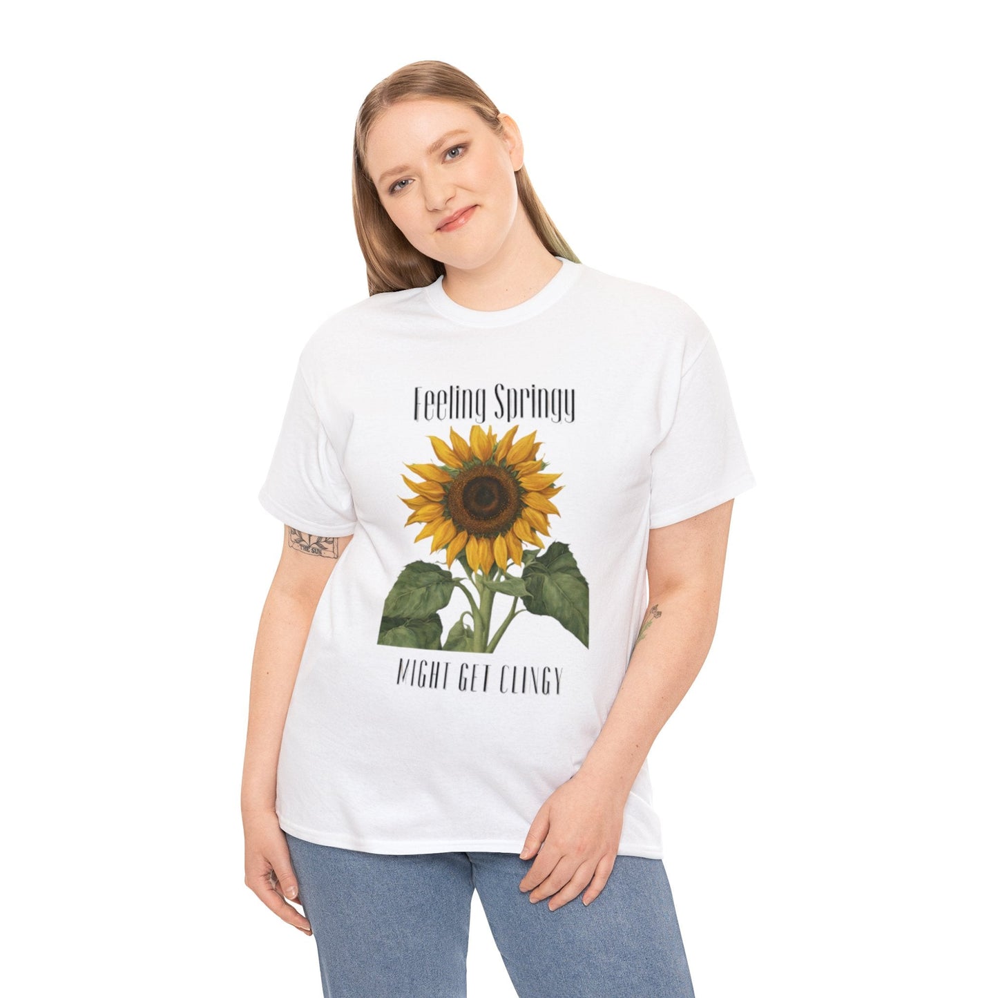 Feeling Springy, Might Get Clingy | Spring Shirt | Clingy Shirt | Sunflower Shirt | Unisex Heavy Cotton Tee - Mighty Lifestyle