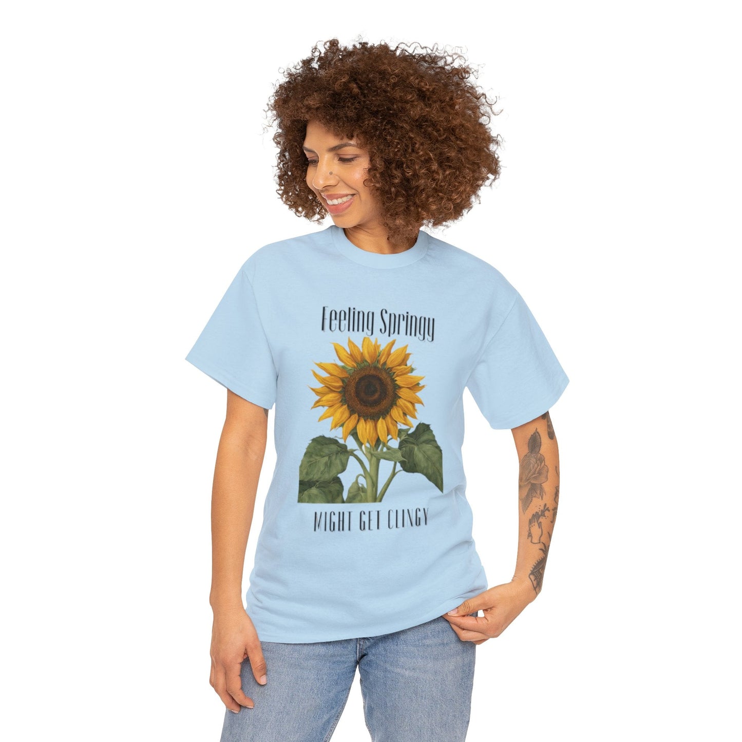 Feeling Springy, Might Get Clingy | Spring Shirt | Clingy Shirt | Sunflower Shirt | Unisex Heavy Cotton Tee - Mighty Lifestyle