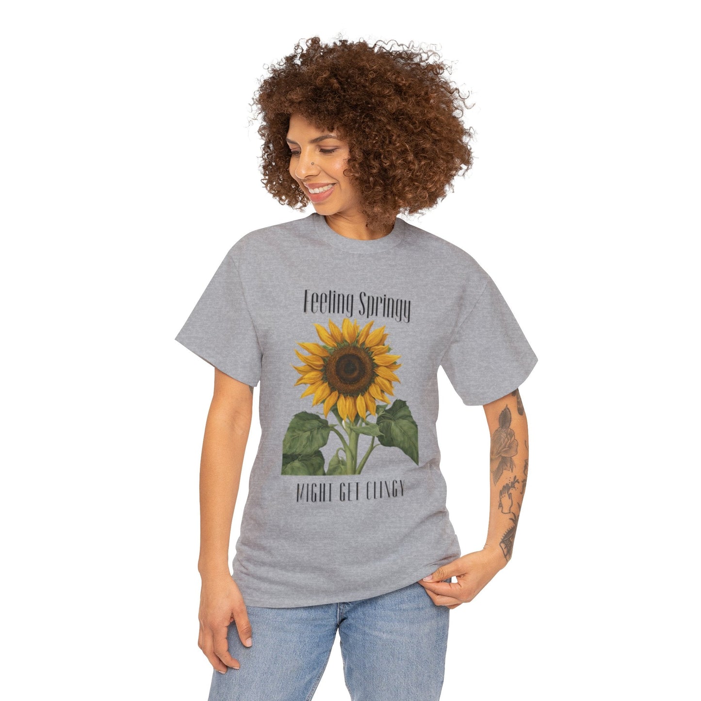 Feeling Springy, Might Get Clingy | Spring Shirt | Clingy Shirt | Sunflower Shirt | Unisex Heavy Cotton Tee - Mighty Lifestyle