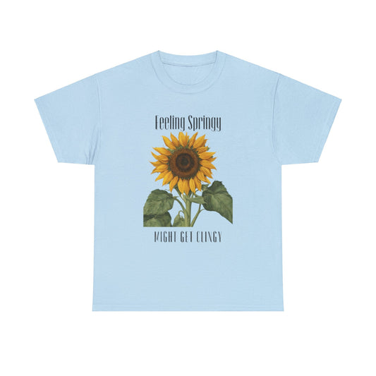 Feeling Springy, Might Get Clingy | Spring Shirt | Clingy Shirt | Sunflower Shirt | Unisex Heavy Cotton Tee - Mighty Lifestyle