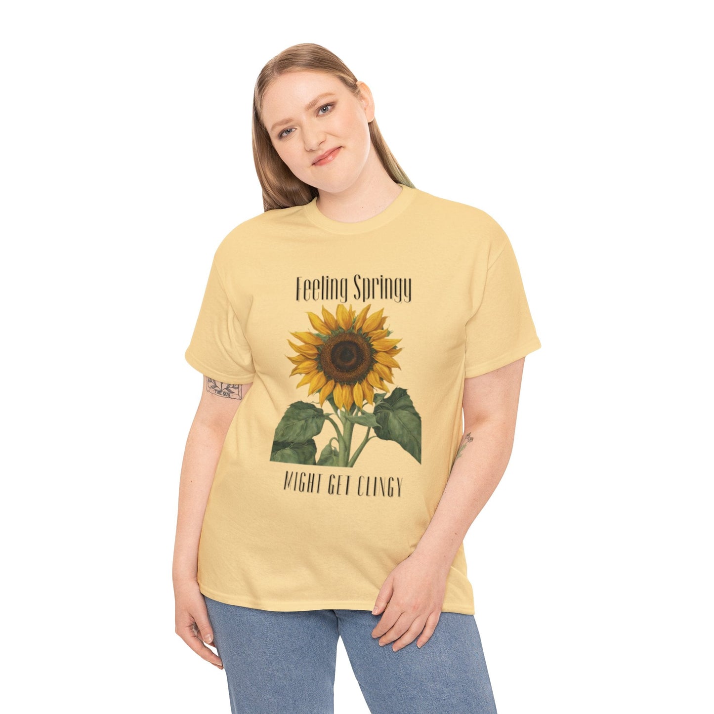 Feeling Springy, Might Get Clingy | Spring Shirt | Clingy Shirt | Sunflower Shirt | Unisex Heavy Cotton Tee - Mighty Lifestyle