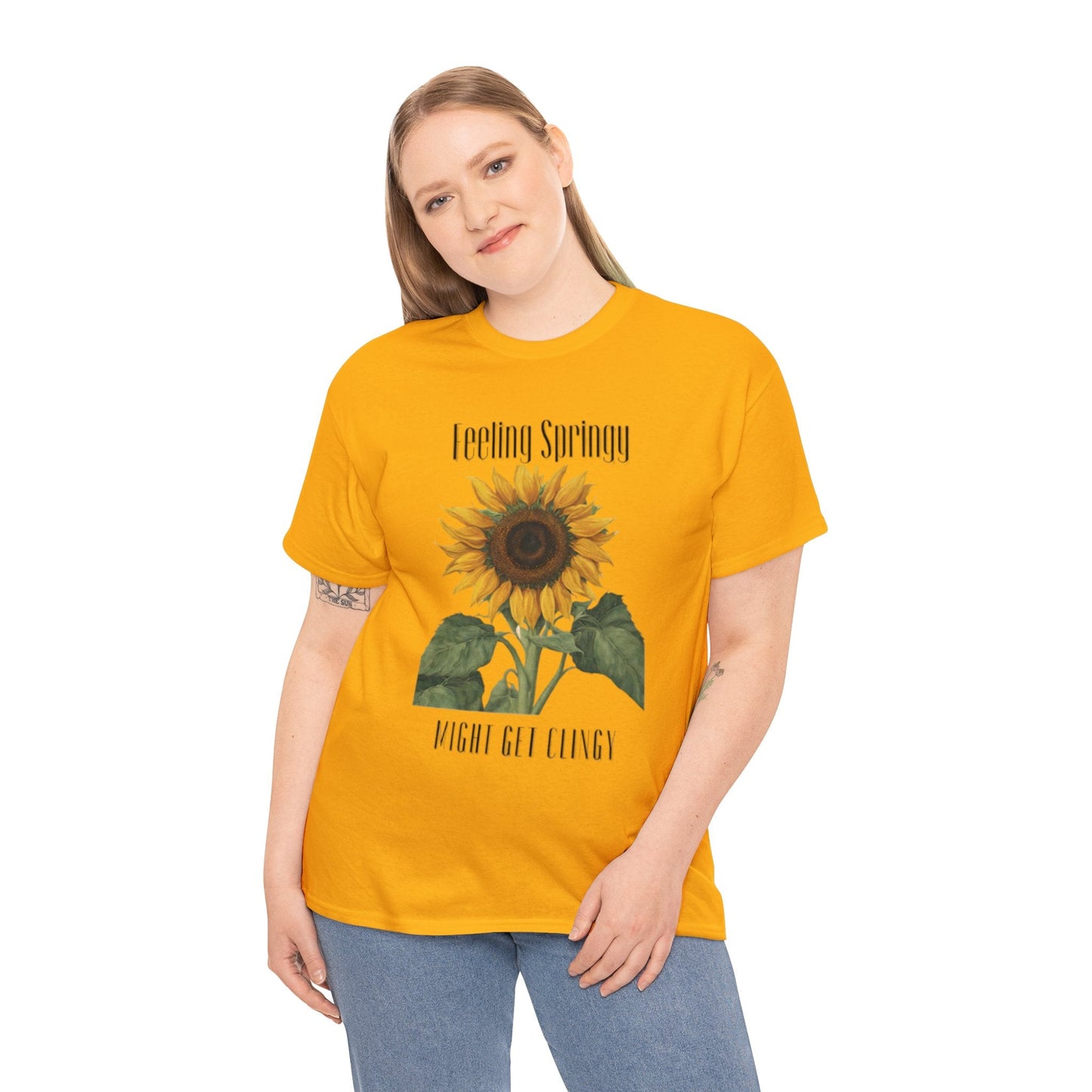 Feeling Springy, Might Get Clingy | Spring Shirt | Clingy Shirt | Sunflower Shirt | Unisex Heavy Cotton Tee - Mighty Lifestyle