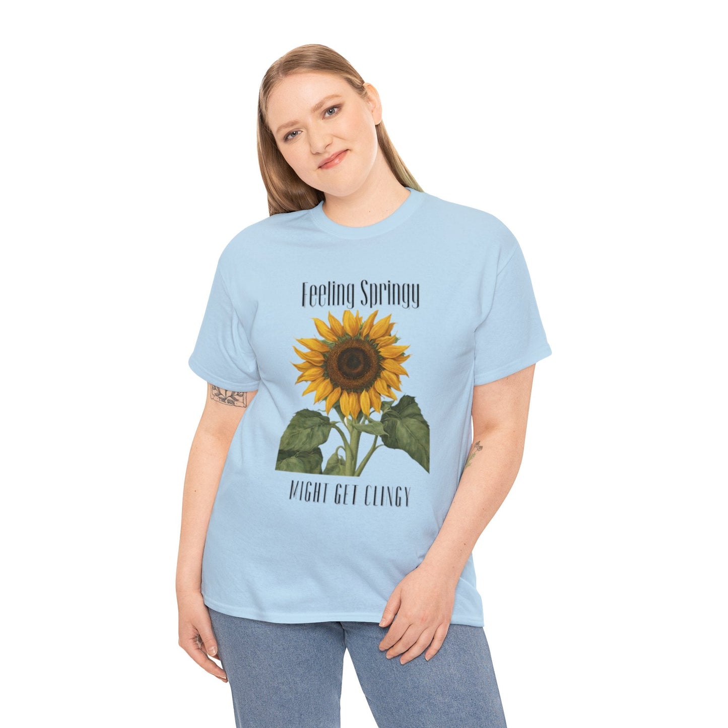 Feeling Springy, Might Get Clingy | Spring Shirt | Clingy Shirt | Sunflower Shirt | Unisex Heavy Cotton Tee - Mighty Lifestyle