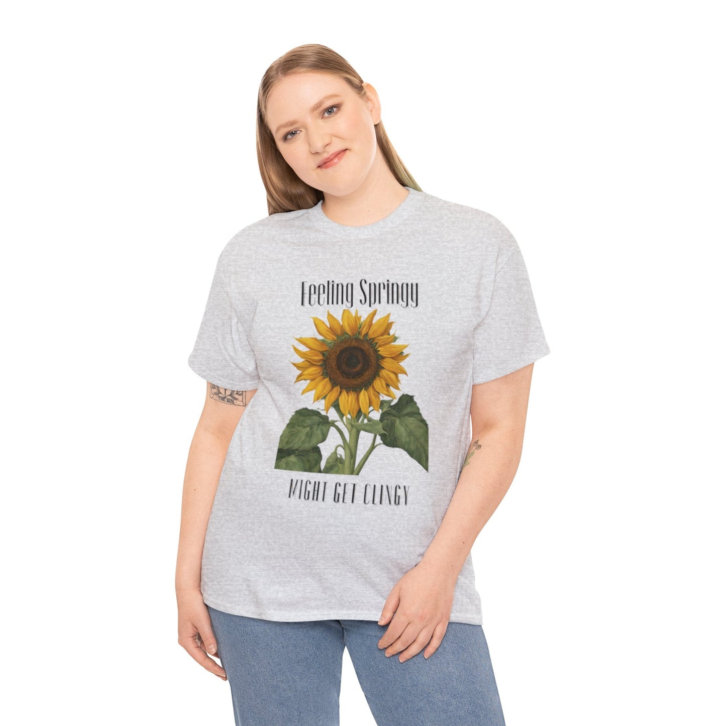 Feeling Springy, Might Get Clingy | Spring Shirt | Clingy Shirt | Sunflower Shirt | Unisex Heavy Cotton Tee - Mighty Lifestyle