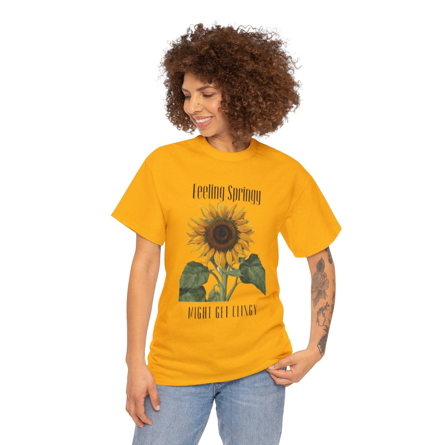Feeling Springy, Might Get Clingy | Spring Shirt | Clingy Shirt | Sunflower Shirt | Unisex Heavy Cotton Tee - Mighty Lifestyle