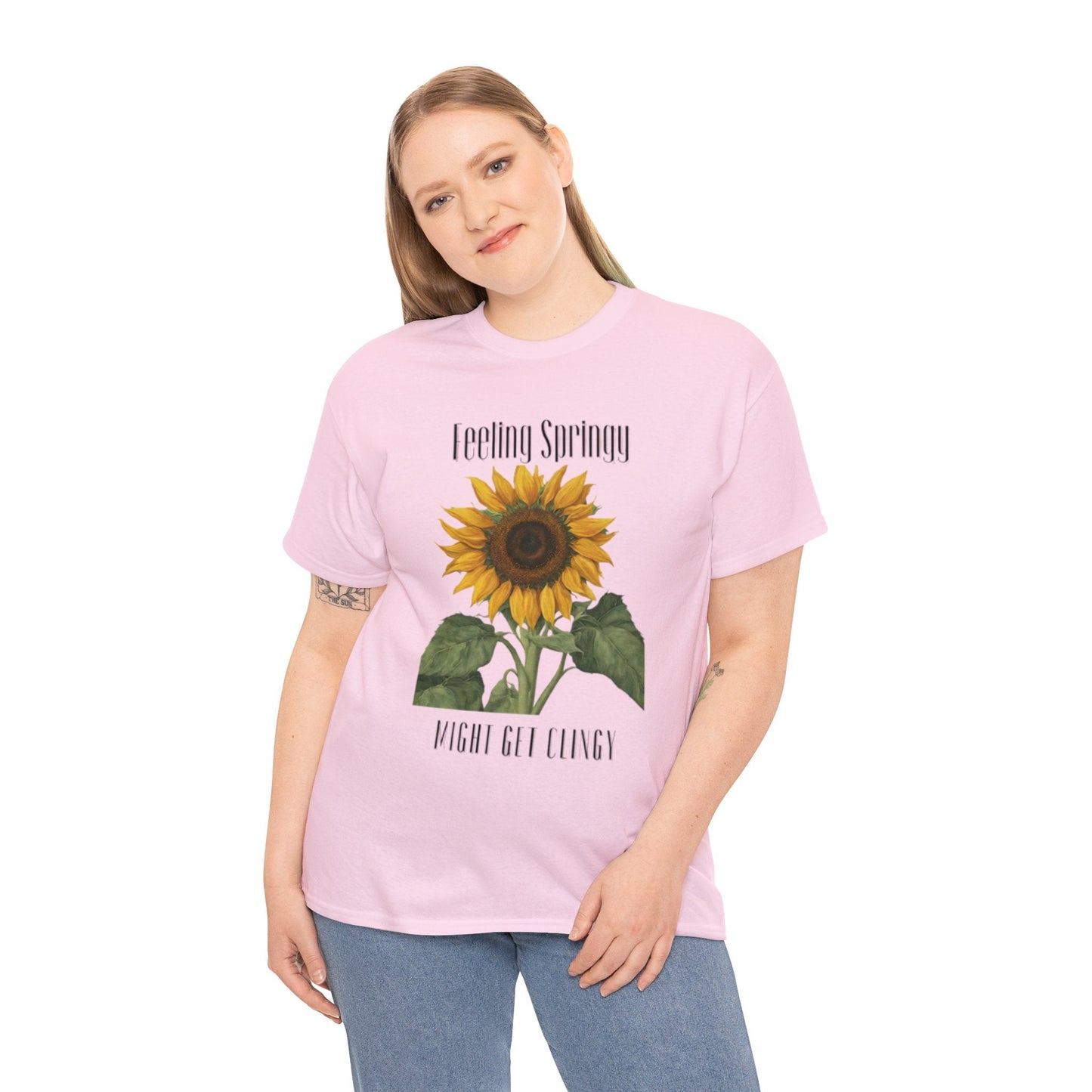 Feeling Springy, Might Get Clingy | Spring Shirt | Clingy Shirt | Sunflower Shirt | Unisex Heavy Cotton Tee - Mighty Lifestyle
