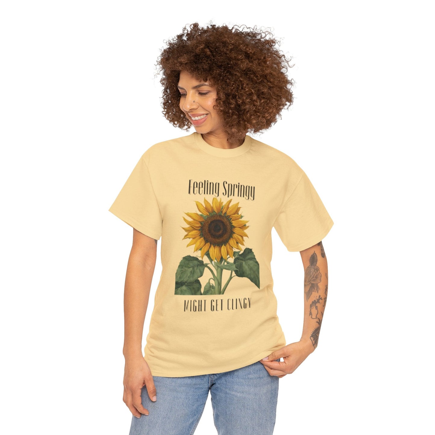 Feeling Springy, Might Get Clingy | Spring Shirt | Clingy Shirt | Sunflower Shirt | Unisex Heavy Cotton Tee - Mighty Lifestyle