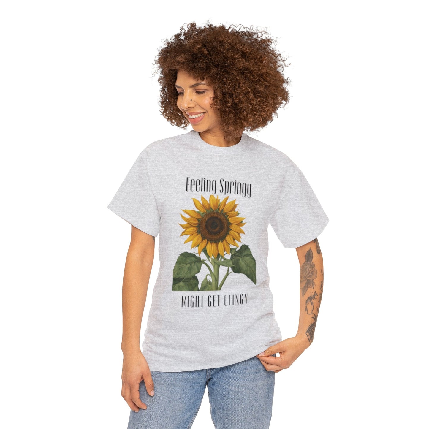 Feeling Springy, Might Get Clingy | Spring Shirt | Clingy Shirt | Sunflower Shirt | Unisex Heavy Cotton Tee - Mighty Lifestyle