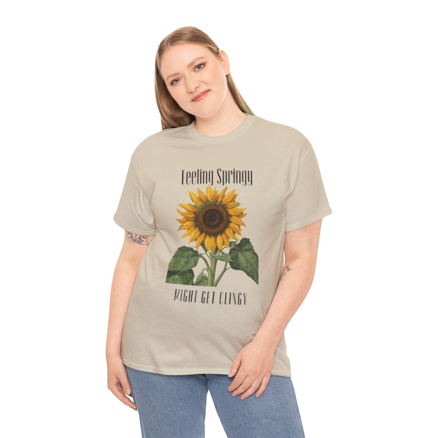 Feeling Springy, Might Get Clingy | Spring Shirt | Clingy Shirt | Sunflower Shirt | Unisex Heavy Cotton Tee - Mighty Lifestyle