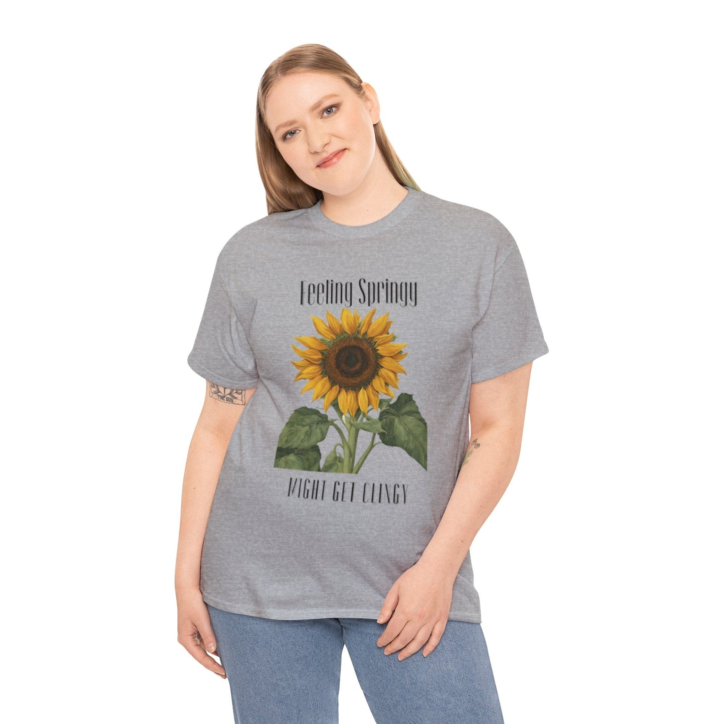 Feeling Springy, Might Get Clingy | Spring Shirt | Clingy Shirt | Sunflower Shirt | Unisex Heavy Cotton Tee - Mighty Lifestyle