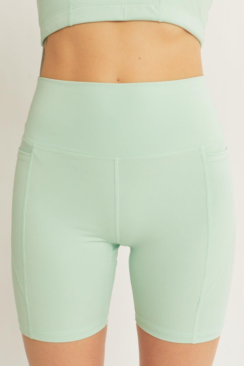 Fitness Love Tree High Waist Seam Detail Active Shorts Tights - Mighty Lifestyle