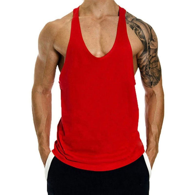 Fitness Tank op Mens Loose Training Racerback Sleeveless Cotton Basketball Sports Tank Top Bodybuilding Trend - Mighty Lifestyle