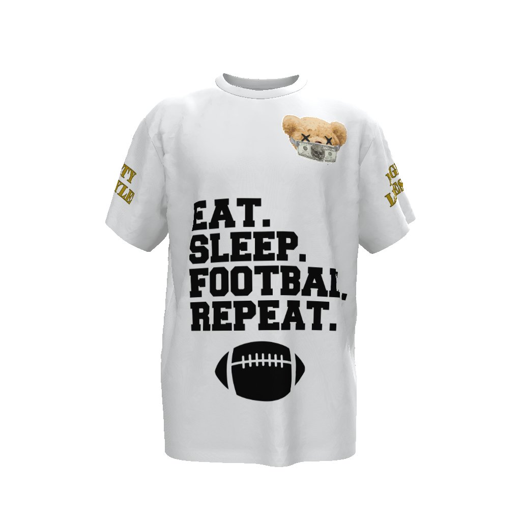 Football EAT SLEEP FOOTBALL REPEAT Unisex Adult Oversized T-Shirt - Mighty Lifestyle