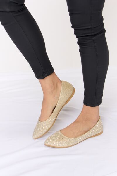 Forever Link Rhinestone Point Toe Flat Slip - Ons - Mighty Lifestyle