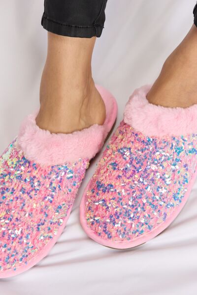 Forever Link Sequin Plush Round Toe Slippers - Mighty Lifestyle