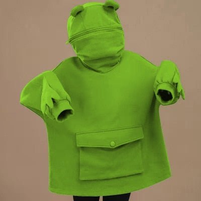 Froggie Hoodie | Harajuku Women Hoodie Frog Pullover Winter Sense Hooded Casual Sweatshirts Autumn Embroidery Loose Top Doll Decoration Hoodies - Mighty Lifestyle