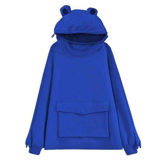 Froggie Hoodie | Harajuku Women Hoodie Frog Pullover Winter Sense Hooded Casual Sweatshirts Autumn Embroidery Loose Top Doll Decoration Hoodies - Mighty Lifestyle