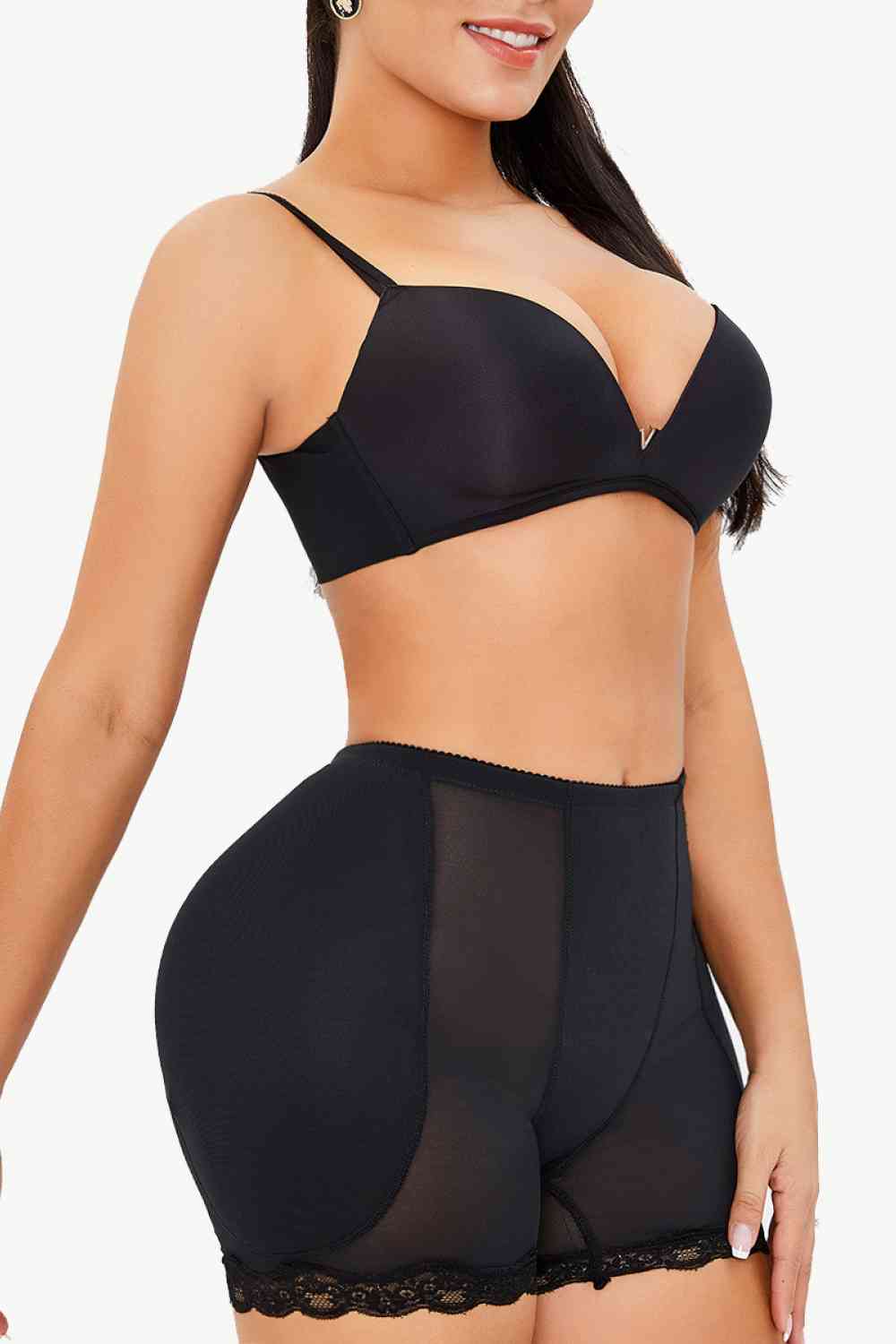 Full Size Scalloped Lace Trim Pull - On Shaping Shorts - Mighty Lifestyle