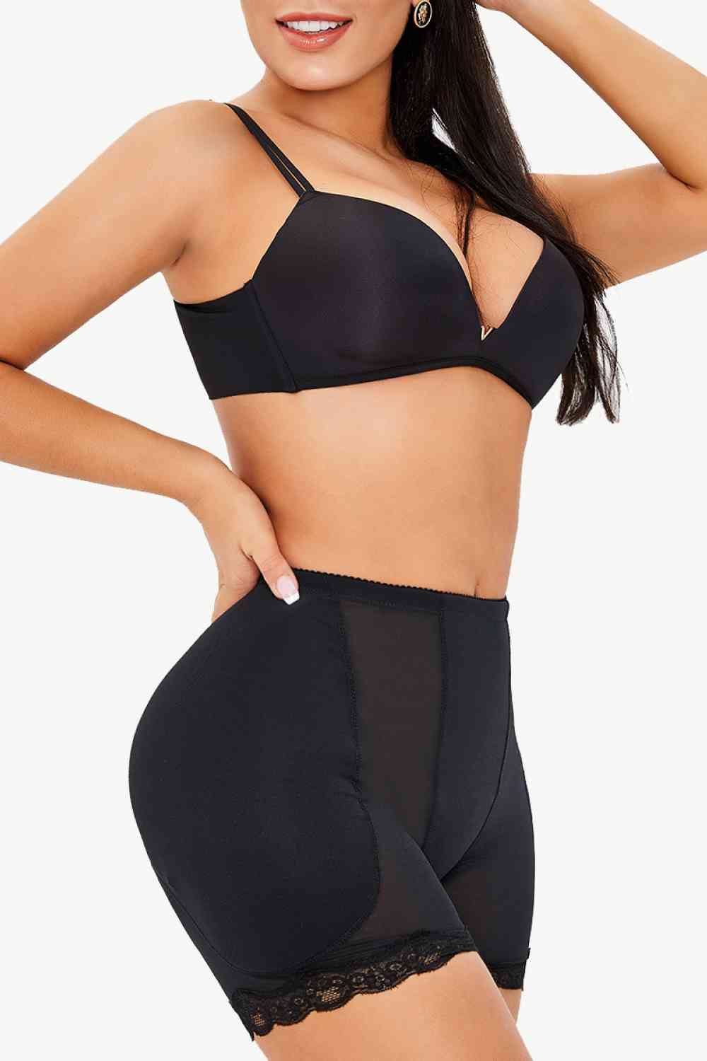 Full Size Scalloped Lace Trim Pull - On Shaping Shorts - Mighty Lifestyle