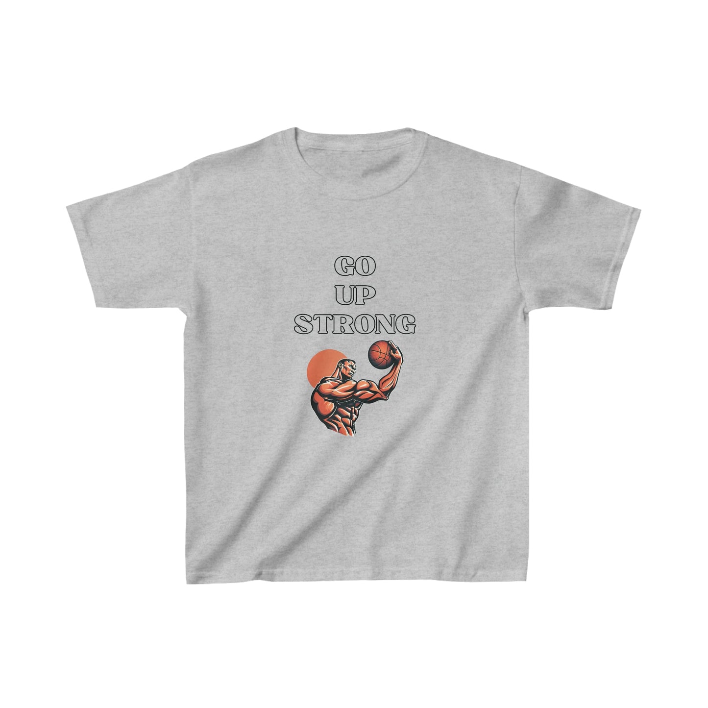 Go Up Strong (White) | Motivational Shirt | Baller | Youth Kids Basketball Shirt | Sports Shirt. Unisex Shirt | Casual or Sports Shirt for Kids - Mighty Lifestyle