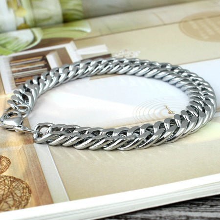 Grandeur Bracelet | Pure Stainless Steel Bracelet Thick Wide Flat Unisex Bracelet Personality Domineering Trendy Business Jewelry Bracelet - Mighty Lifestyle