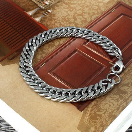 Grandeur Bracelet | Pure Stainless Steel Bracelet Thick Wide Flat Unisex Bracelet Personality Domineering Trendy Business Jewelry Bracelet - Mighty Lifestyle