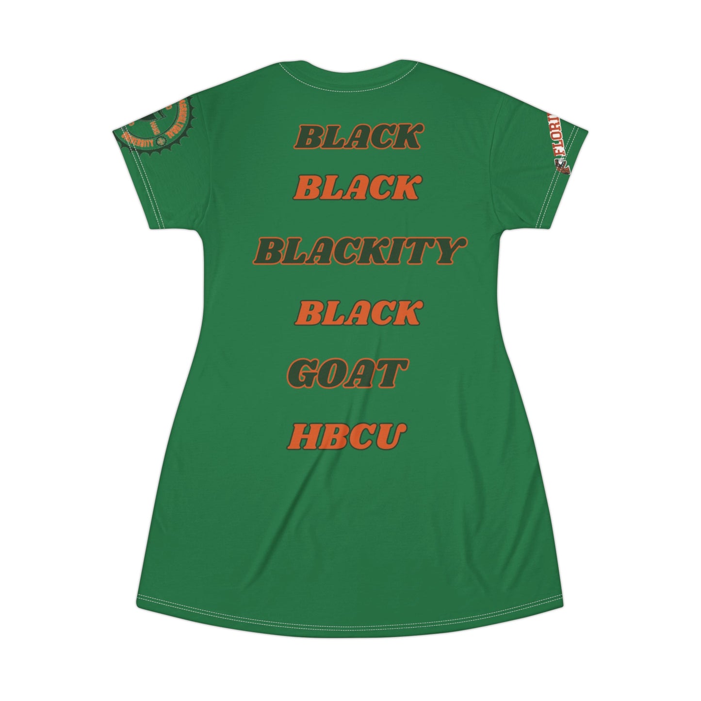 Green FAMU, HBCU Football, Black Excellence Dress, Comfortable Dress, Homecoming, Classic Football, T-Shirt Dress (AOP) - Mighty Lifestyle