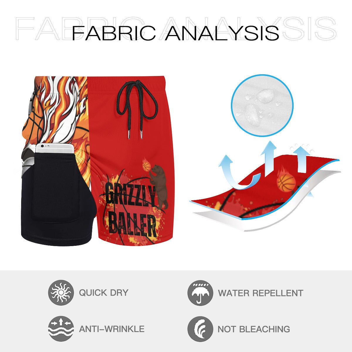 Grizzly Baller Adult Basketball Shorts, Grizzly Baller Shorts, Sports Shorts Grizzly Baller, Unisex Shorts Mighty Lifestyle Basketball Summer Shorts Sports Shorts - Mighty Lifestyle