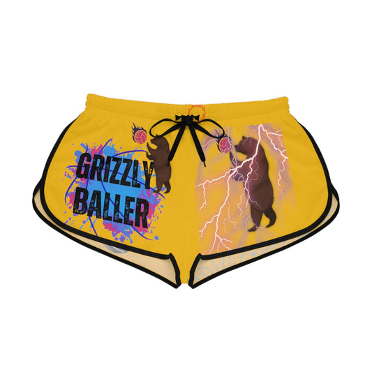 Grizzly Baller Flame Lightning Volleyball Shorts Women's Relaxed Shorts (AOP) - Mighty Lifestyle