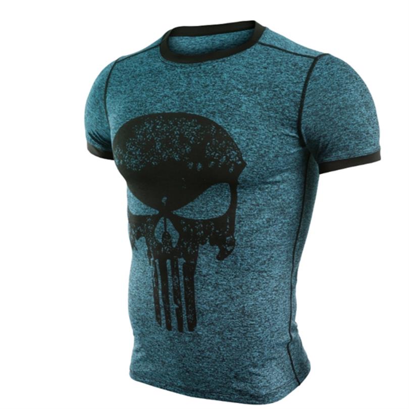 Gym Workout Crossfit Shirt, Punisher Running Shirt Men T-shirt Short Sleeve Compression Shirts Gym T Shirt Fitness Sport Shirt - Mighty Lifestyle