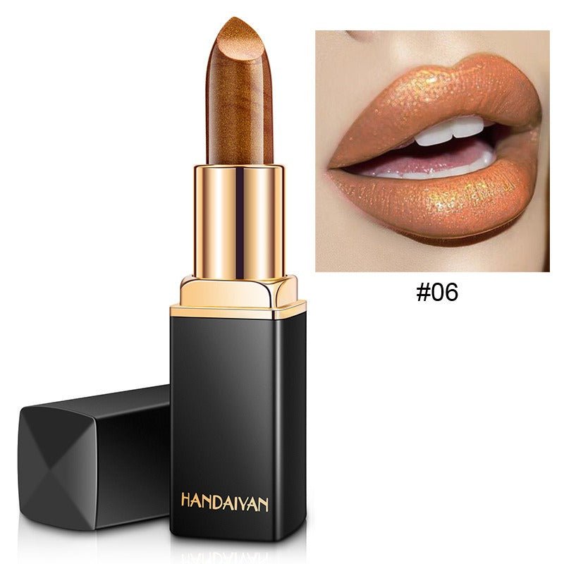 HANDAIYAN Shiny Metallic Lipstick | Pearlescent Color Change Warm Lipstick Gold lipstick - Mighty Lifestyle