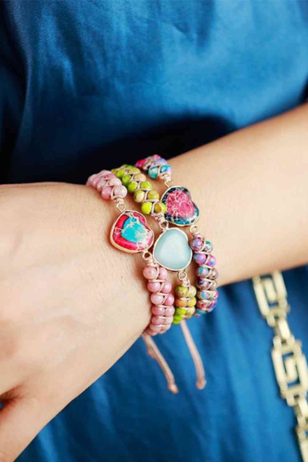 Handmade Heart Shape Natural Stone Bracelet - Mighty Lifestyle